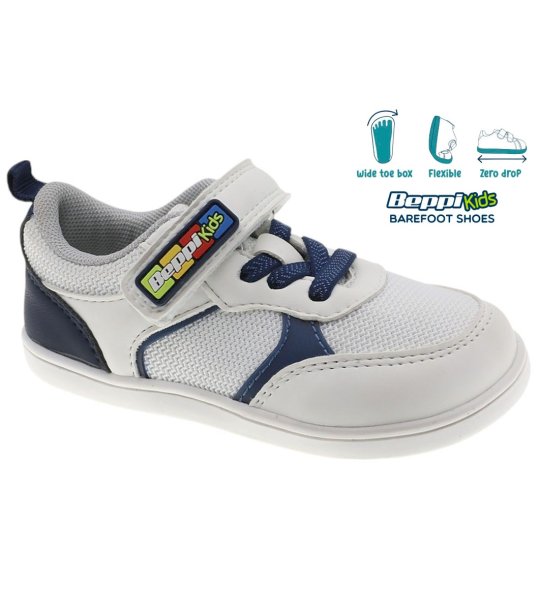Бели детски сникърси тип боси крака с велкро снимка