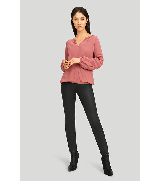 Пудрено розова блуза с V-образно деколте снимка