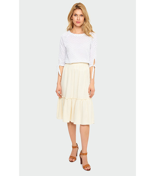 Кремава пола с набор на волан с лен снимка