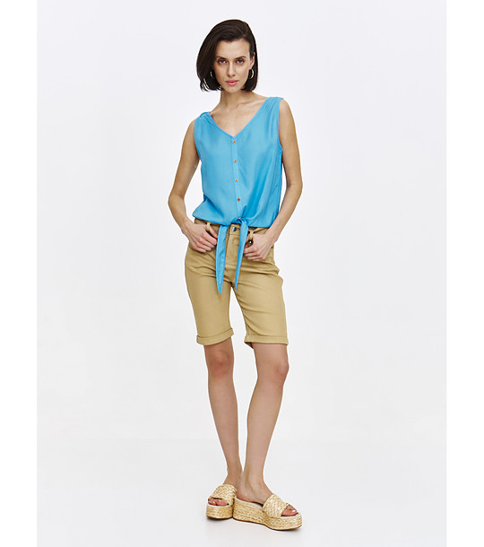 Син топ без ръкави с връзка отпред снимка