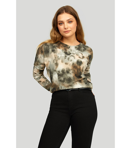 Многоцветна блуза с дълъг ръкав с принт снимка