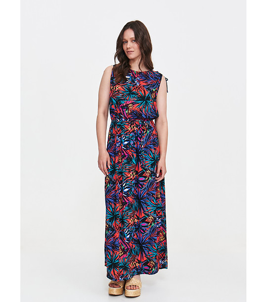 Многоцветна дълга рокля с връзки на раменете снимка