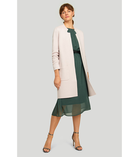 Светлорозово палто без закопчаване с джобове снимка