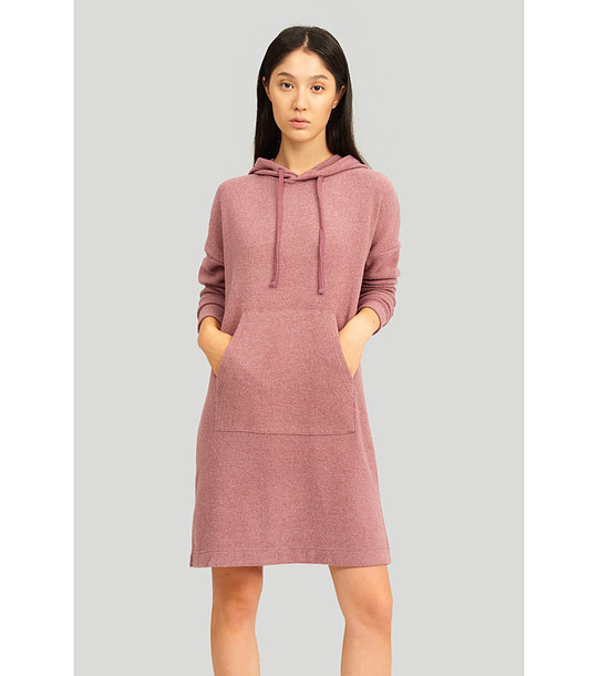 Рокля с качулка в розов меланж снимка