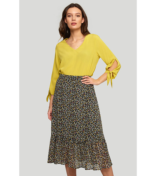 Черен миди плисиран чорапогащник с флорален принт снимка