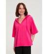 Дамски суитшърт в цикламен цвят с качулка-3 снимка
