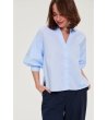 Светлосиня дамска риза с обемни ръкави-1 снимка