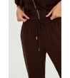 Кафяв дамски панталон с ластичен колан-2 снимка
