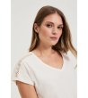 Бяла дамска тениска с дантелени рамене-2 снимка