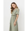 Светлозелена рокля миди с цепки на ръкавите Lеona-2 снимка