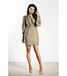 Къса рокля в цвят каки с буфан ръкави Lola-3 снимка