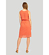 Коралова рокля без ръкави с връзка на талията-3 снимка