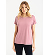 Дамска розова тениска с паднало рамо-2 снимка