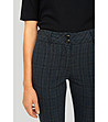 Тъмносин дамски панталон на каре с висока талия-1 снимка