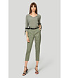 Светлозелен дамски панталон с дължина 7/8-1 снимка