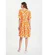 Оранжева рокля с флорален принт и къс ръкав-1 снимка