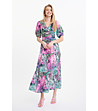 Многоцветна рокля миди с тропически принт-2 снимка