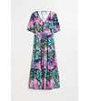 Многоцветна рокля миди с тропически принт-4 снимка