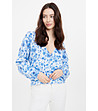 Бял къс кардиган с сини флорални мотиви JULIA-1 снимка