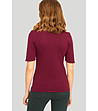 Дамски пуловер с къс ръкав в бордо-3 снимка