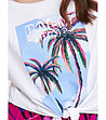Бяла тениска с щампа PALM SPRINGS и възел отпред-2 снимка
