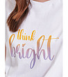 Бяла тениска с връзка и надпис THINK BRIGHT-3 снимка