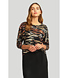 Черна блуза с животински принт-4 снимка