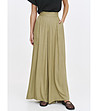 Дамски маслено зелен панталон с широк крачол-1 снимка