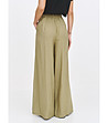 Дамски маслено зелен панталон с широк крачол-2 снимка