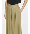 Дамски маслено зелен панталон с широк крачол-4 снимка