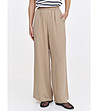 Бежов панталон с широк крачол и ластичен колан-2 снимка