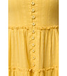 Жълта памучна рокля на волани с копчета-4 снимка