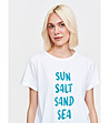 Бяла тениска с надпис SUN SALT SAND SEA-4 снимка