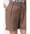 Кафяви къси панталони с висока талия-3 снимка
