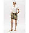 Зелени къси панталони с принт и ревер-1 снимка