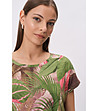 Многоцветна блуза с тропически принт и връзка отпред-2 снимка