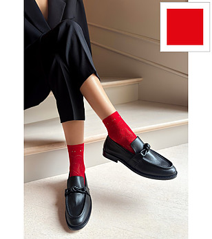 Червени дамски чорапи с флорален мотив MILANO снимка