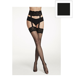 Черни чорапи с дантелен колан STRIPPANTE SENSUAL снимка