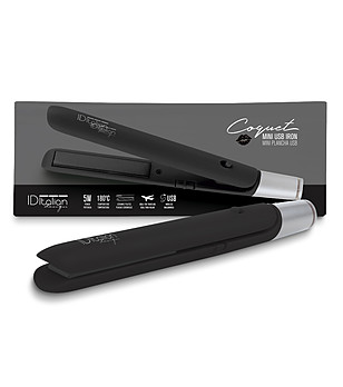 Мини преса за коса с USB в черно снимка