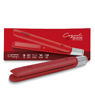 Мини преса за коса с USB в червен цвят снимка