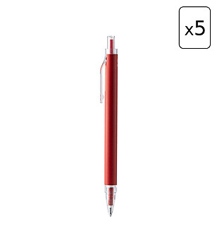 5 бр. Червена алуминиева клик химикалка SIGRID снимка