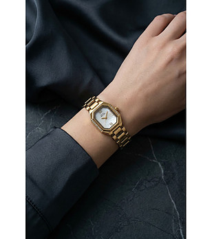 Дамски златист часовник с перлен циферблат снимка