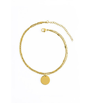 Златиста гривна за глезен с кръгла висулка снимка