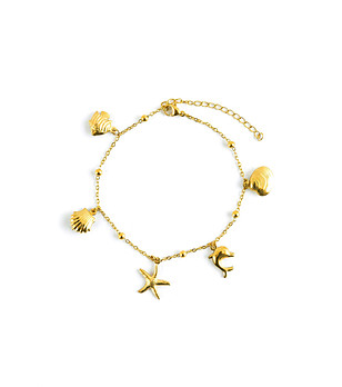 Златиста гривна за глезен с морски висулки снимка