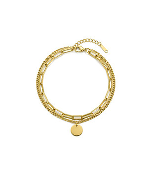 Златиста гривна от неръждаема стомана с медальон снимка