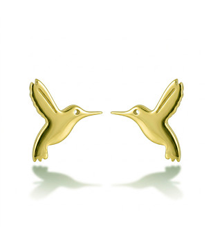 Златисти обеци колибри от неръждаема стомана снимка