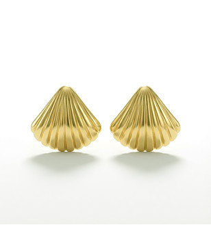 Златисти обеци мида от неръждаема стомана снимка