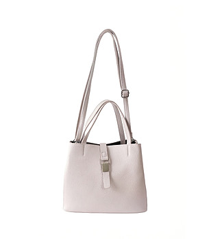 Сива дамска чанта тип сатчъл от еко кожа снимка