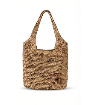 Кафява плетена чанта за рамо снимка