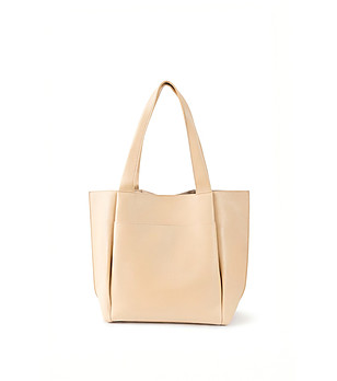 Бежова дамска чанта тип тоут от еко кожа снимка